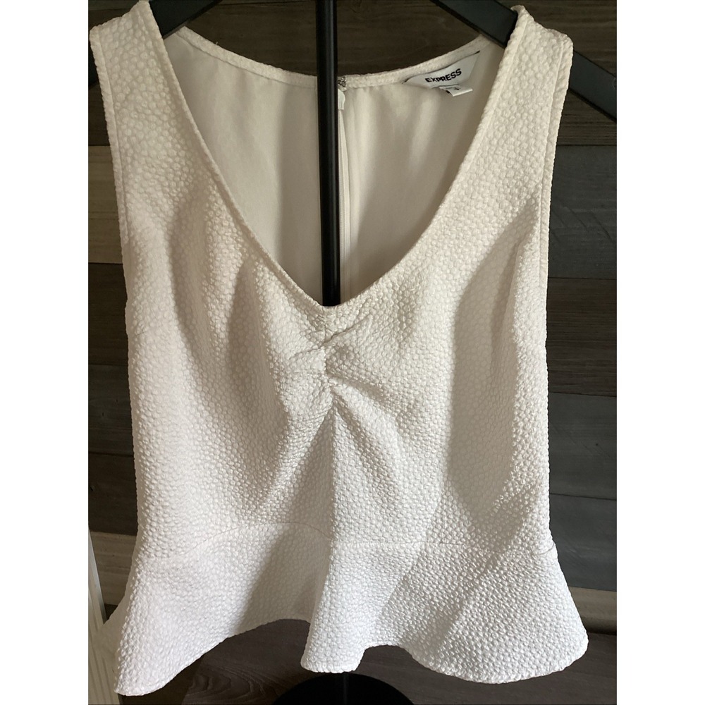 Express WOMANS Sleeveless Ruffle Tank Top White Size Small Casual